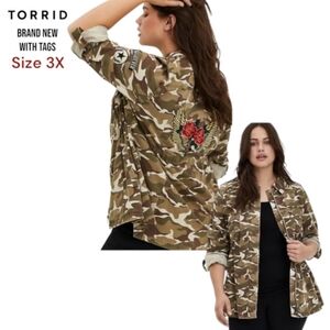 Torrid Embroidered Camo Jacket  BRAND NEW WITH TAGS